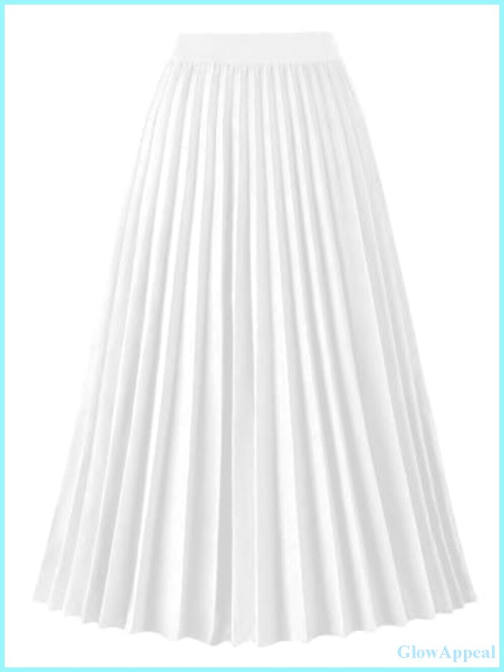 Pleated Midi Skirt High Waist A-Line Knee Length Polyester Women